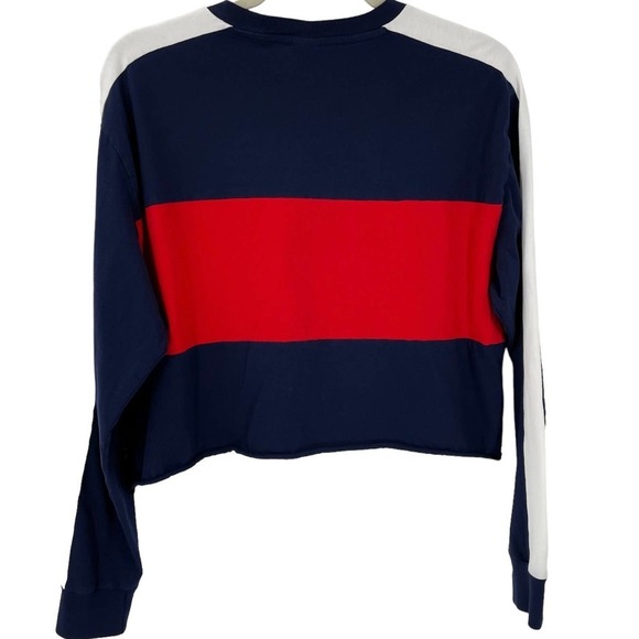 Aritzia TNA M Agden T-Shirt Long Sleeve Colorblock Navy Red White 69443 - Picture 9 of 9